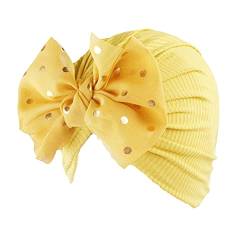 LDDCX Baby Schleife Turban Hüte Säugling Mädchen Stirnbänder Beanie Headwraps für Kleinkinder Mädchen (MZ9), gelb, Einheitsgröße von LDDCX