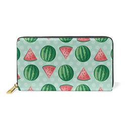 Tropische Grüne Wassermelone Leder Brieftasche Reißverschluss Geldbörse Telefon Kreditkartenetui Portemonnaie Wallet für Frauen Mädchen Männer von LDIYEU