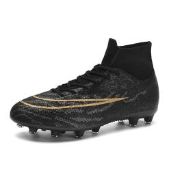 LDTSUP Fußballschuhe Herren Stollen High Top Fußballschuhe Kinder Trainingsschuhe Professionelle Spikes Cleats Outdoor Sport Fussballschuhe Jungen,Schwarz,41 EU von LDTSUP