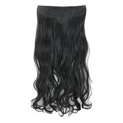 Haarverlängerungen, geheimer, Draht in echtem, langem, dickem, geradem, lockigem Stirnband für Frauen Bunte Perücke Damen (Black, One Size) von LDadgf