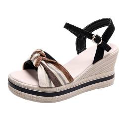 LDadgf Damen-Sandalen mit dicken Sohlen, bequeme und vielseitige Strand-Freizeitsandalen Schuhe Für Damen Sneaker (Black, 37) von LDadgf