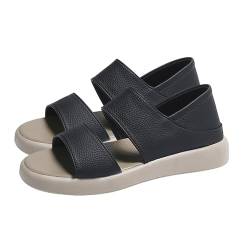 LDadgf Damen Sommer flache Absätze atmungsaktive weiche Sohlen zwei Paar Strandschuhe Sandalen Gelbe Schuhe Damen (Black, 38) von LDadgf