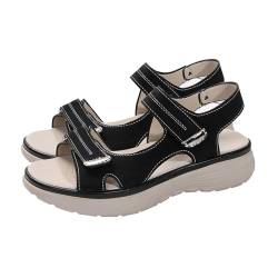 LDadgf Sommersport-One-Line-Fischmaul-Sandalen für Damen Offene Schuhe Damen (Black, 37) von LDadgf