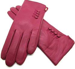 Damen-Handschuhe, hochwertig, superweich, echtes Leder, magenta pink, 85 von LE
