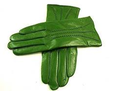 LE Damen Echtleder Streifen-Detail Handschuhe (Groß, Grasgrün) von LE