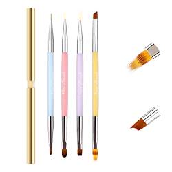 Doppelseitig Nagel Pinsel für Gelnägel Nagellack Nail Art Nailart mit Deckel und Ombre Brush Set, LEA-SHALL 8 Köpfe Ombre/Flach/Linie/Rund/Blütenblatt/Französisch Fein Pinselset für UV Nägel Gel von LEA-SHALL