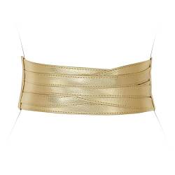 LEACOOLKEY Obi-Gürtel aus Kunstleder für Damen, breiter Wickel-Retro-Taillengürtel zum Schnüren für Kleid Holloween von LEACOOLKEY