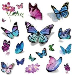 LEADTEAM 160 Stück Schmetterling Fake Tattoos, 3D Tattoo Gesicht Temporäre Tattoos Erwachsene, Klebetattoos Erwachsene Frauen Tattoos Mädchen Schmetterling Deko Geburtstag Geschenk Mitgebsel von LEADTEAM