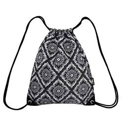 LEAPOP Unisex Turnbeutel Segeltuch Sporttaschen Gymsack, Hipster Drucken Pattern Beutel Sportbeutel Tasche Tüte Rucksack mit Innentasche (Totem+schwarz) von LEAPOP