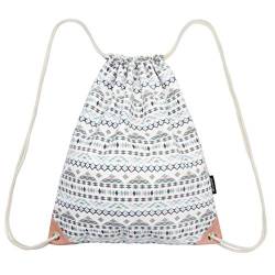 LEAPOP Unisex Turnbeutel Segeltuch Sporttaschen Gymsack, Hipster Niedlich Drucken Pattern Beutel Sportbeutel Tasche Tüte Rucksack mit Innentasche (Geometrisches Muster) von LEAPOP