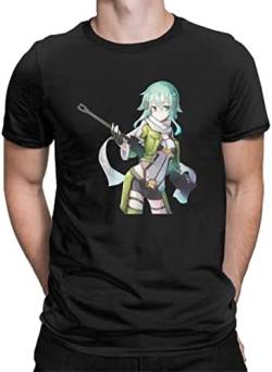 Men Sword Art Online T-Shirt Asuna SAO Sinon Novelty O-Neck Short Sleeve Clothes Cotton Tees T Shirts Black T-Shirts & Hemden(Medium) von LEARNE