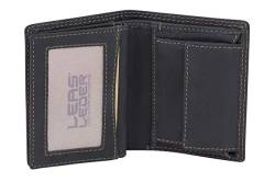 Mini RFID Geldbörse extra dünn mit NFC Folie und Klappe Hochformat LEAS MCL in Echt-Leder, schwarz - Vintage-Collection von LEAS MCL