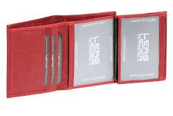 LEAS Ausweis- & Kreditkartenmappe in hochwertiger Ausführung Echt-Leder, cherry/rot Card-Collection von LEAS
