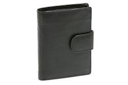 LEAS Geldbörse RFID-Schutz im Hochformat mit Außenverschluss Damen & Herren Echt-Leder, schwarz Basic-Edition von LEAS