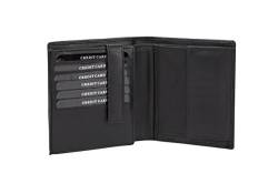LEAS Geldbörse im Hochformat mit Klappe für sehr viele Karten Sicherheits Portemonnaie mit RFID Schutz Blocking Folie und Geschenk Box Echt-Leder, schwarz von LEAS