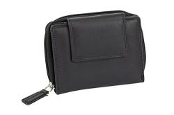 LEAS Große Vollleder Damen Geldbörse mit RFID Schutz Reißverschluss rundherum Damenlangbörse Portemonnaie Echt-Leder, schwarz von LEAS