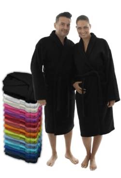 LEBENGOOD Bademantel für Damen, Herren, Unisex, Frottee 100% Baumwolle, Weicher Morgenmantel Dusche, Größen Flauschig, Leicht, S, M, L, XL, XXL, (L, Negro) von LEBENGOOD