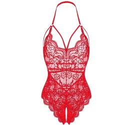 LEBENSFROH Dessous Damen Sexy Unterwäsche für Frau Sexy Outfit für Damen Strapsen Dessous Set Reizwäsche Dessous-Sets Lingerie Women Body Damen Sexy Spitze (M, Rot) von LEBENSFROH