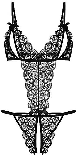 LEBENSWERT Dessous Damen Sexy Unterwäsche Sexy Dessous Damen für Sex Strapsen Dessous Set Spitze Reizwäche Damen Dessous Transparent Negligee Damen Sexy Erotische Bodysuit (M) von LEBENSWERT