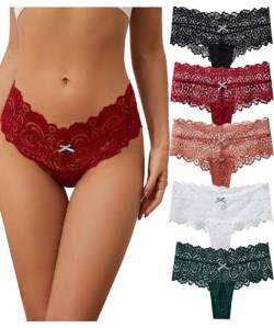 Unterhosen Damen Spitze 5er Pack Panties Hipster Unterwäsche String Tangas Slip Bikini Pantys Frauen (DE/NL/SE/PL, Alphanumerisch, M, Regular, Regular, 5er Pack) von LEBENSWERT