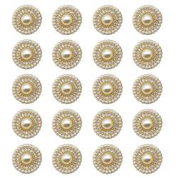 20PCS Metal pearl buttons with diamond inlaid woolen coat button top women's round cardigan suit button metal fashion (gold,24L 15MM) von LEBITO