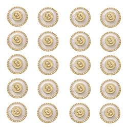 20PCS Small Fragrant Wind Transparent Metal Button Windbreaker Woolen Coat Round Double Loop Combination Handsewn DIY Decorative Button (Gold,36L 23MM) von LEBITO