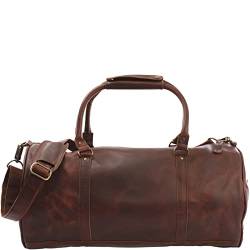 LECONI Reisetasche für Damen & Herren Ledertasche Weekender groß Sporttasche Männer + Frauen Handgepäck Sporttasche echtes Rinds-Leder Natur Retro 53x28x28cm braun LE2004-wax von LECONI