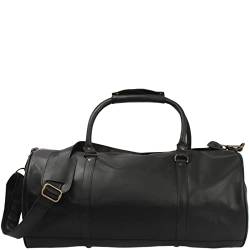 LECONI Reisetasche für Damen & Herren Ledertasche Weekender groß Sporttasche Männer + Frauen Handgepäck Sporttasche echtes Rinds-Leder Natur Retro 53x28x28cm schwarz LE2004-wax von LECONI