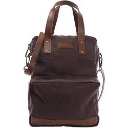 LECONI Rucksack & Umhängetasche in einem für Damen & Herren Retro Backpack Canvas + echtes Leder Bodybag DIN A4 Schultertasche 2in1 Freizeitrucksack 28x37x13cm LE1014-C, Mokka / Braun, L von LECONI