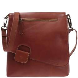 LECONI Umhängetasche Damen-Tasche Crossbag Natur Schultertasche Vintage-Look Ledertasche Frauen + Herren Handtasche aus Echt-Leder 29x29x6cm rot-braun LE3027-Z von LECONI