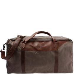 LECONI große Reisetasche Weekender Reisegepäck Handgepäck Sporttasche für Damen und Herren Leder + Canvas 53x28x25cm grau LE2020-C von LECONI