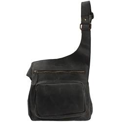 LECONI kleine Umhängetasche Leder Damen und Herren Used-Look Vintage-Style Natur praktische Ledertasche Crossbag Bodybag 25x24x5cm grau LE3015-wax von LECONI