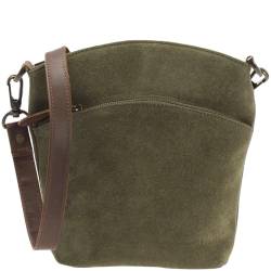 LECONI kleine Umhängetasche für Damen Schultertasche Veloursleder Echtleder Natur Damentasche Ledertasche Freizeittasche für Frauen Wildleder Handtasche 22x25x7cm grün LE3049-VL von LECONI