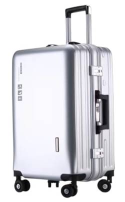 LECOW Koffer Trolley Aluminium-Handgepäck-Trolley-Koffer, USB-Lademodell, Hartschalengepäck Reisekoffer Rollkoffer (Color : E, Size : 24in) von LECOW