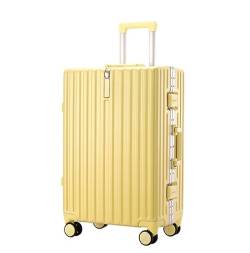 LECOW Koffer Trolley Großer Aufbewahrungskoffer, Leichtes ABS-Gepäck, 4 Universalräder, Hartes Boarding-Gepäck Reisekoffer Rollkoffer (Color : Yellow, Size : 20 inches) von LECOW