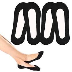 LECTNORE 4 Paar No Show Socken Damen Low Cut Socken Unsichtbare Ultra Low Cut Bootssocken Rutschfeste Socken mit Silikonstreifen für Sneaker High-Heel Schuhe Loafer (Schwarz) von LECTNORE