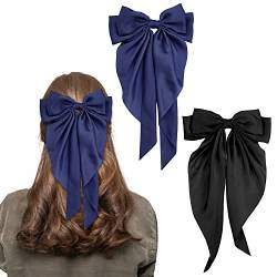 Schleife Haarspange, 2 Stück Frauen Haarschleifen Große Schleife Haarspange Französische Haarspangen Mädchen Haarspangen (Schwarz + Marineblau) von LECTNORE