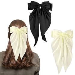 Schleifen-Haarspange, 2 Stück Haarschleifen für Frauen, große Schleife, Haarnadel, französische Haarspangen, Mädchen-Haarspangen (schwarz + cremeweiß) von LECTNORE