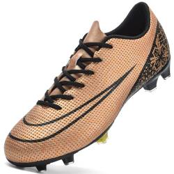 LECYGNB Fußballschuhe Herren Spike Microfaser Cleats Kunstrasen Fussballschuhe Professionelle Jugendliche Athletics Trainingsschuhe Outdoor Sport Fußball Stiefel Gold EU 39 von LECYGNB