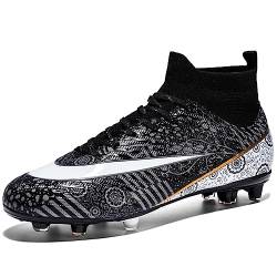 LECYGNB Herren Fußballschuhe High Top Spike Cleats Professionelle Fussballschuhe Jugendliche Athletics Trainingsschuhe Outdoor Sportschuhe Anti Rutsch Football Schuhe Schwarz 35 EU von LECYGNB