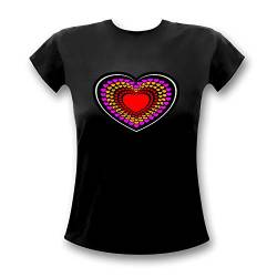 Herz LED T-Shirt/Leuchtendes Herz Shirt (schwarz, m) von LED-Fashion