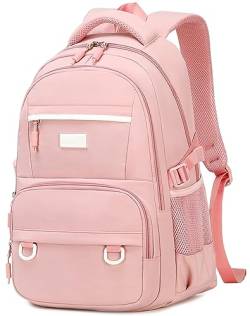 LEDAOU Laptop Rucksack Damen 15.6 Zoll Laptoptasche Groß Schulrucksack Gymnasium Teenager Schulranzen Universität Daypack Jungs Mädchen Anti Diebstahl für Schule Wandern Reisen Camping (Rosa) von LEDAOU