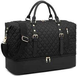 LEDAOU Reisetasche Herren Weekender Damen Tasche mit Schuhfach Groß Handtasche Sporttasche (Schwarz-2) von LEDAOU