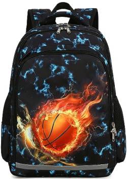 LEDAOU Schulkinder Rucksack Jungs und Mädchen der Vorschule Schultaschen mit Korsett (Basketball) von LEDAOU