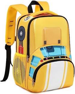 LEDAOU Schulkinder Rucksack Jungs und Mädchen der Vorschule Schultaschen mit Korsett (Bus Gelb) von LEDAOU