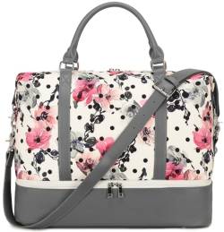 LEDAOU Weekender Damen Reisetasche Tasche mit Schuhfach Canvas Handgepäck Tasche Sporttasche Travel Bag von LEDAOU