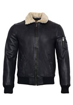 LEDERJACKE Herren Flieger Cordy mit Fellkragen (Lammfell) - Premium Lamm Leder (Echtleder) von LEDERJACKE