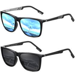 LEDING&BEST Polarisierte Sonnenbrille für Herren Damen Quadratische Ultraleichter Rahmen Mit Federscharnier zum Fahren, Angeln UV400 Schutz Sonnenbrille CAT 3 CE von LEDING&BEST