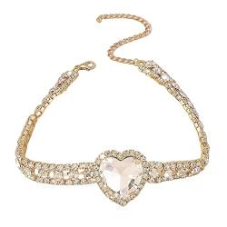 LEEINTO Choker-Halskette, mehrschichtige Strass-Halskette, Kristall, herzförmig, dekorative Halskette für Frauen, Party, Hochzeit, Modeschmuck, Geschenk von LEEINTO
