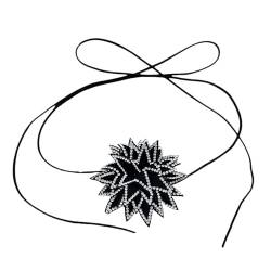 LEEINTO Halskette, zarter Blumen-Halsschmuck, Vintage-Diamant-Halskette, Retro-Seil-Halskette, Stoffmaterial, geeignet für jeden Anlass von LEEINTO